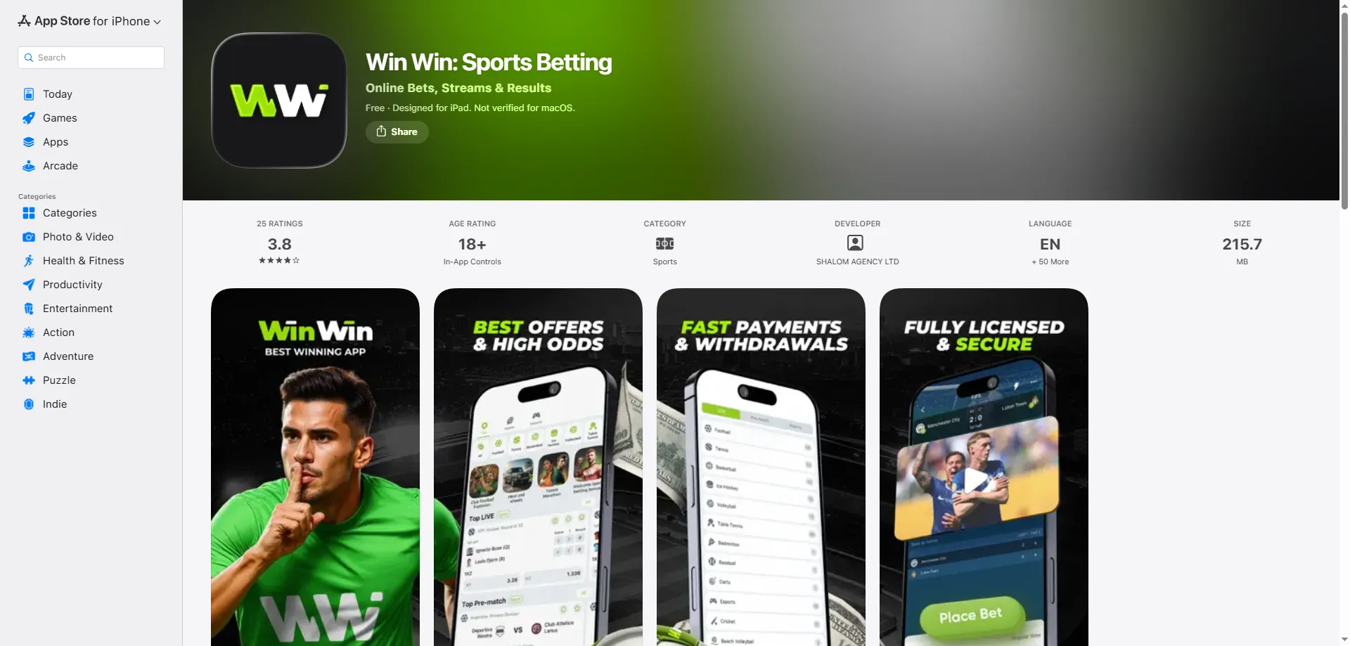 Aplicação móvel winwin bet — apostas e casino no smartphone